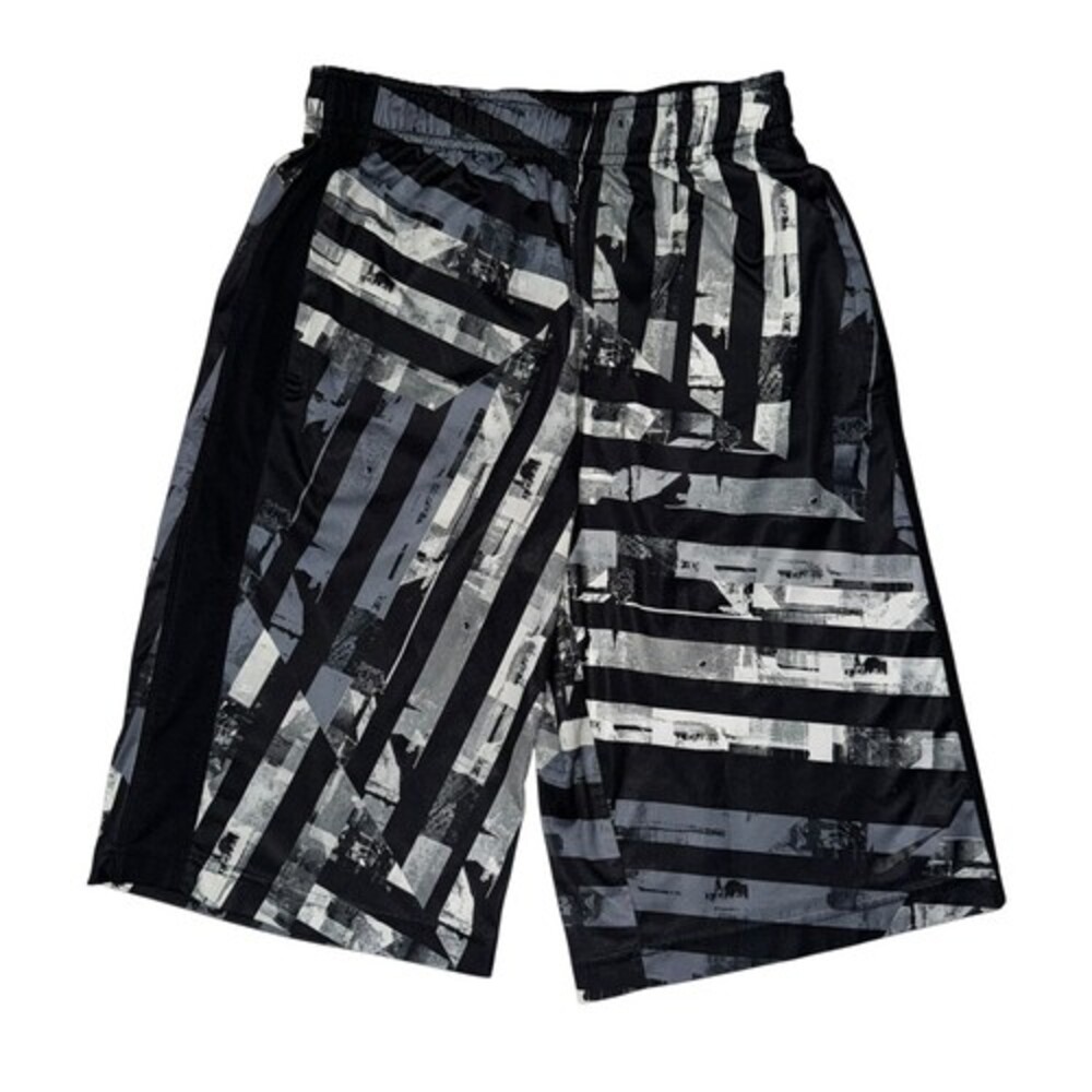 Nike Dri Fit Boys YOUTH L Black Print Basketball Shorts Drawstring 23 x 11 EUC